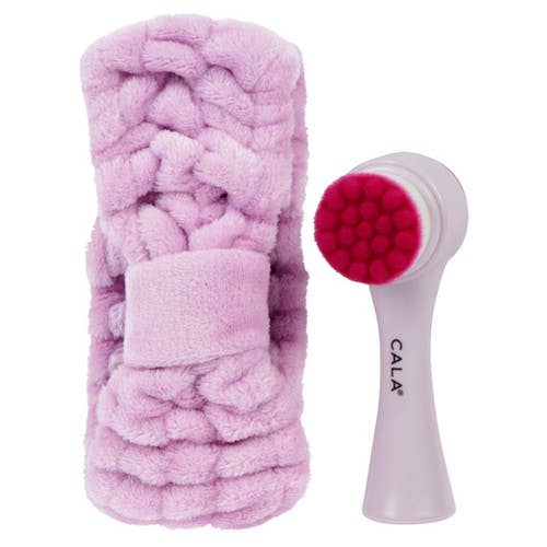CALA Goal to Glow Dual Action Facial Brush & Headband Set: Mint