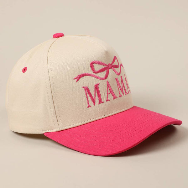 MAMA Ribbon Embroidered Two-Tone Trucker Hat: Black