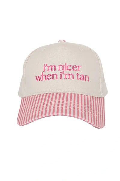 I'm Nicer When I'm Tan Two-Toned Vintage Hats Grad Gift Idea: Pink and Light Pink Stripe