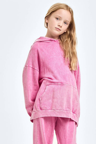 Oversized Mineral Wash Hoodie: Pink