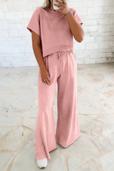 Soft Color Tee & Wide Leg Pants MIST
