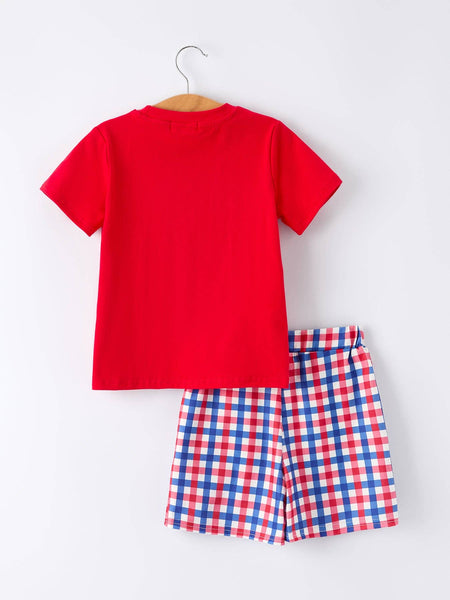 Boys 4th of July Plaid Flag Set: