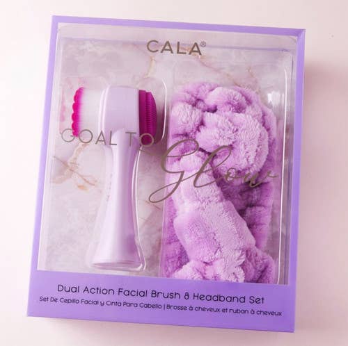 CALA Goal to Glow Dual Action Facial Brush & Headband Set: Mint