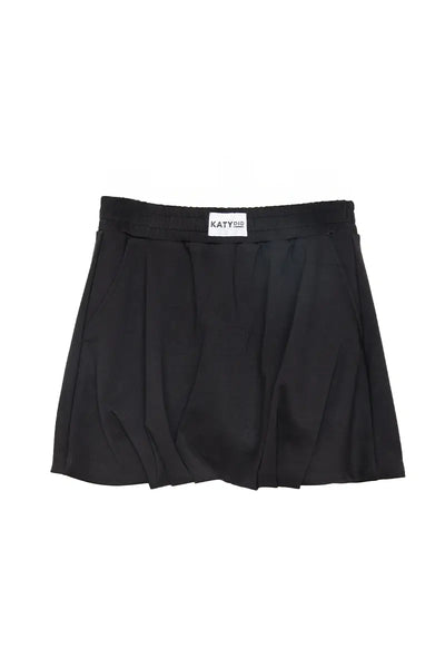 Black Scuba Bubble Mini Skirt: Black