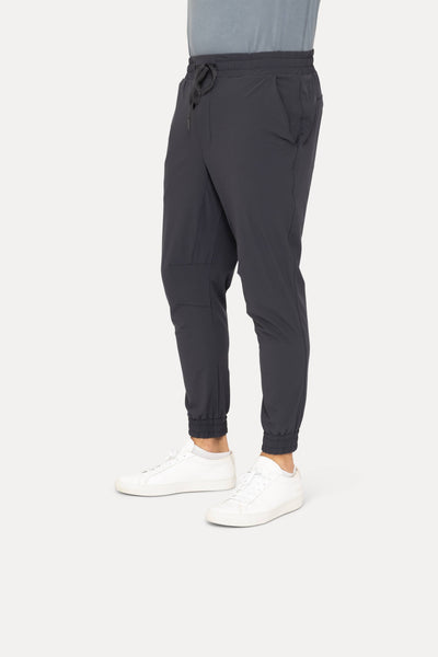 High-Waisted Zip-Up Ankle Joggers: BLACK