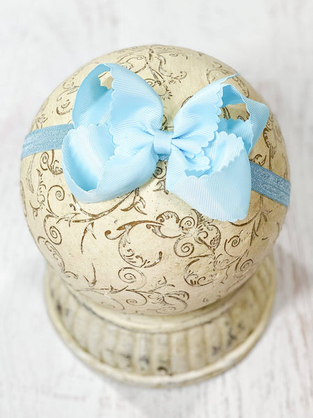 Classic Scalloped Bow - Headband - 4.5": Mint