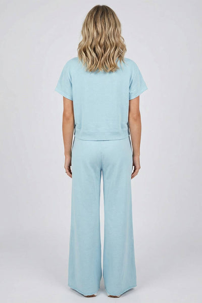 Soft Color Tee Drawstring Wide Leg Pants 2pcs Set green