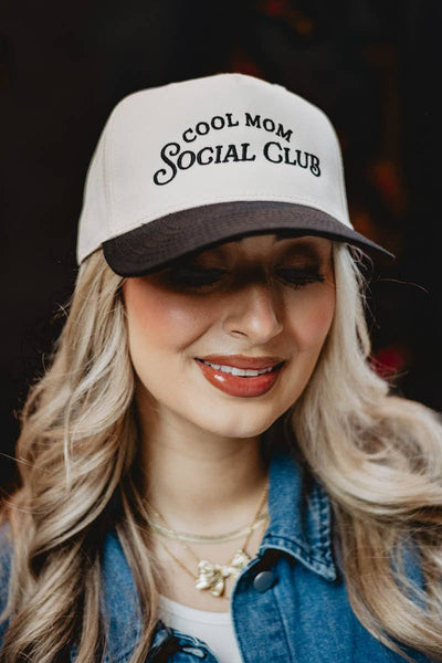 Cool Mom Social Club Retro Two-Toned Hat: Pink and Tan