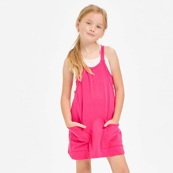 Relaxed Tank Dress with Built-In Romper Lining: Blue Aqua