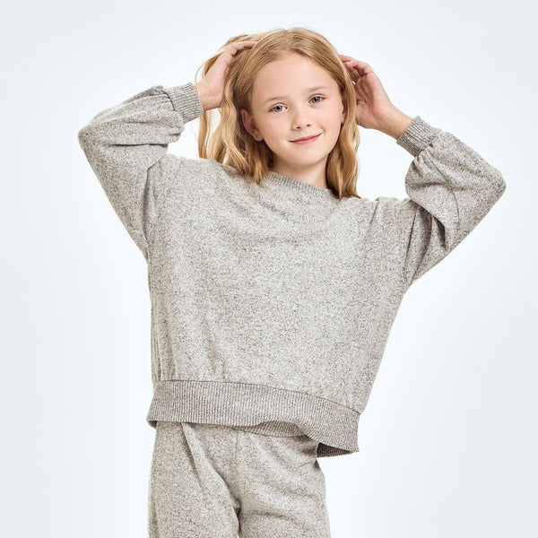 2 Tone Brushed Knit Sweatshirts : Mint Blue