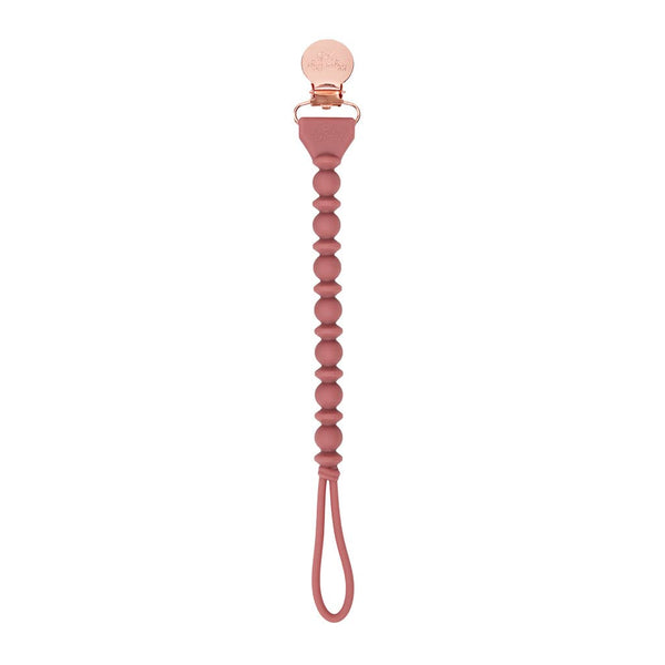 Sweetie Strap™ Silicone One-Piece Pacifier Clips: Pink Beaded