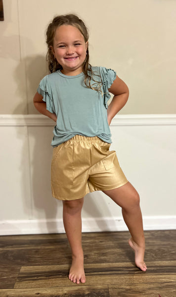 Emma Jean faux leather shorts gold