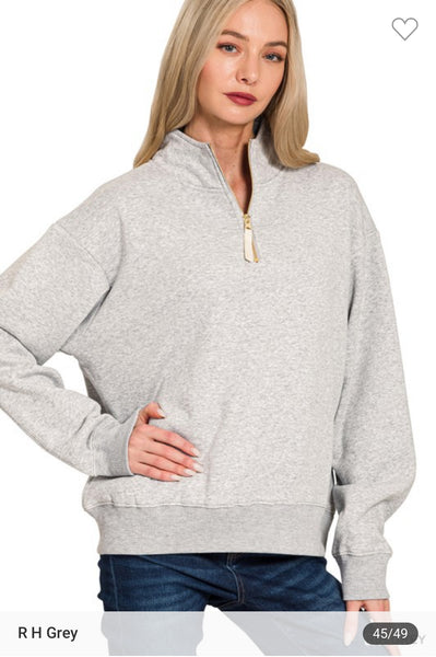 Fleece half zip sweatshirt