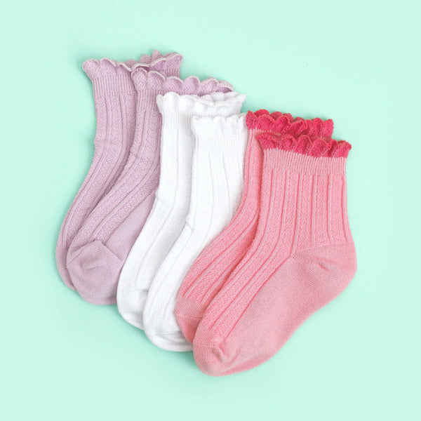 White Frill Midi Socks: