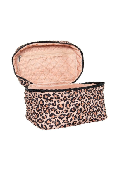 Brown Leopard Travel Cosmetic Bags: Brown