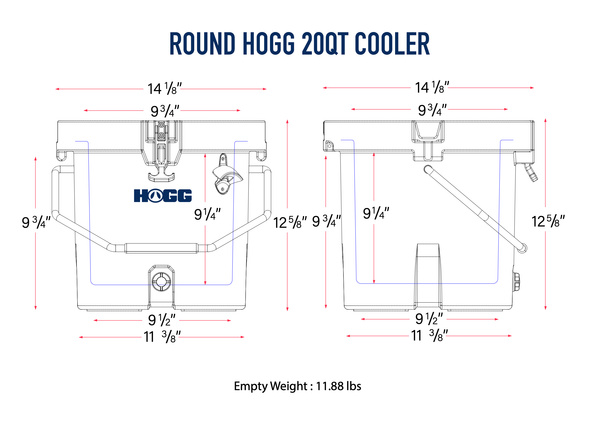 20QT ROUND HOGG COOLERS: WHITE