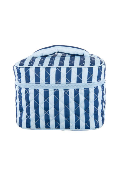 Light Blue and Navy Striped Wholesale Makeup Bag: Light Blue & Navy