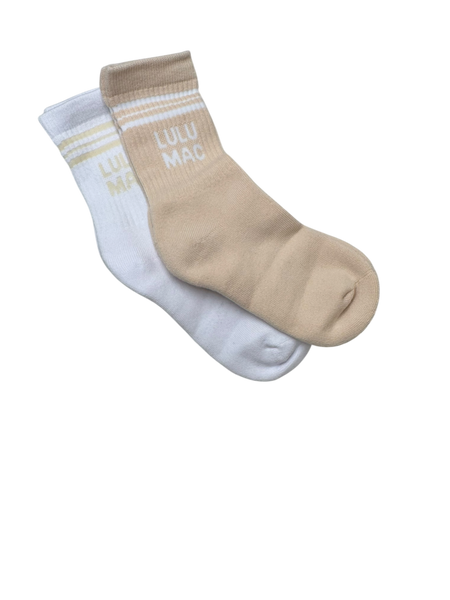 Lulu Mac Socks 2 Pair Box- BEIGE/BEIGE