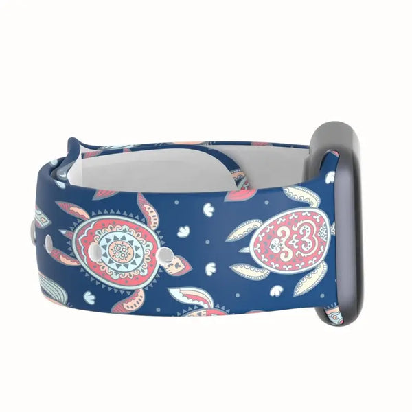 Printed Apple Watch Silicone Band Flowers Pineapple Turtles: Flamingo / 38/40/41mm