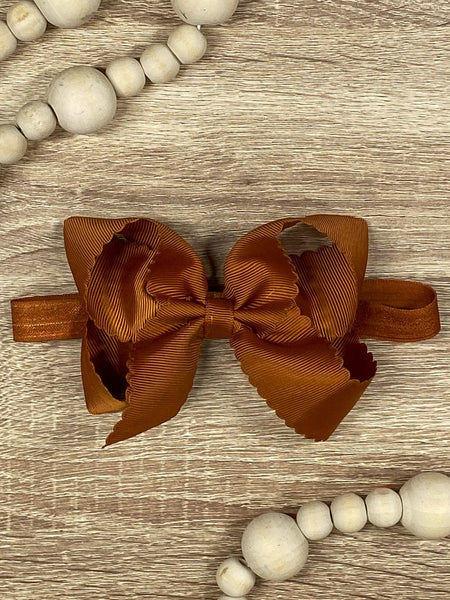 Classic Scalloped Bow - Headband - 4.5": Mint