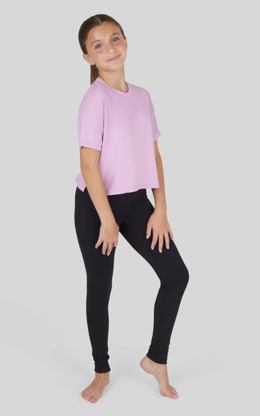 Girls Super Soft T Shirt, Leggings, Flare - 3 PCS SET: HTR.GREY/ROSE VIOLET/BLACK