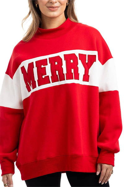 MERRY Mockneck Sweatshirt Women: Red