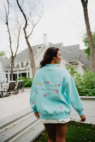 Make Heaven Crowded Wholesale Mockneck Pullover: Light Blue / M