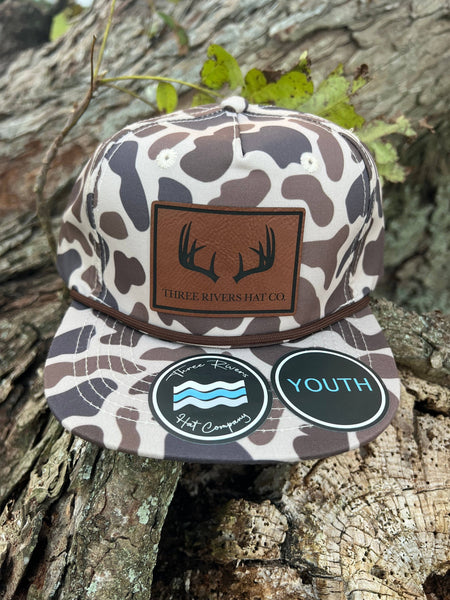 KIDS - Deer Horns - Camo Rope Hat: Mossy Oak Bottomland