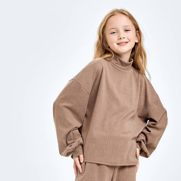 Corduroy Brush Mock Neck Sweater: Masala Pink