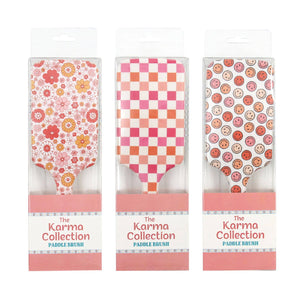 Karma Collection Fun Pattern Paddle Hair Brush Smiley Floral