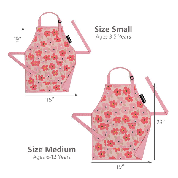 Little Helper Kids Apron, Washable Cotton/Poly - Poppies: SMALL