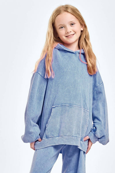 Oversized Mineral Wash Hoodie: Pink