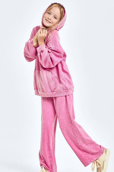 Oversized Mineral Wash Hoodie: Pink