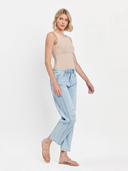 HIGH RISE LIGHT WASH BARREL LEG JEANS F5768LT: NORTHERN LIGHTS