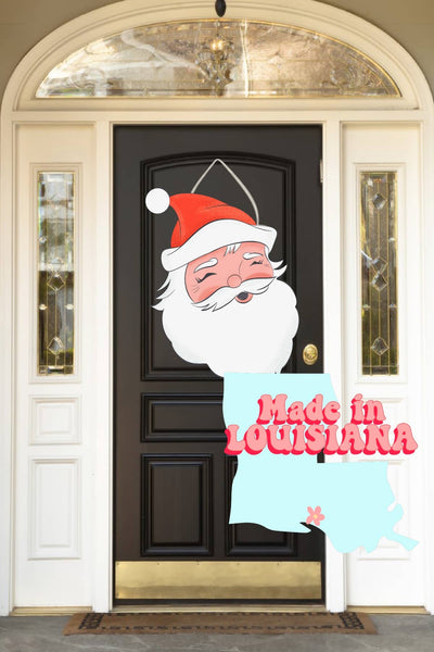 Christmas door hanger, Santa door sign: Light skin