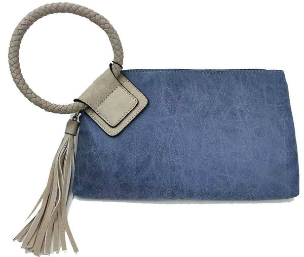 BP204 Fashion Cuff Handle Tassel Wristlet Clutch: Blush