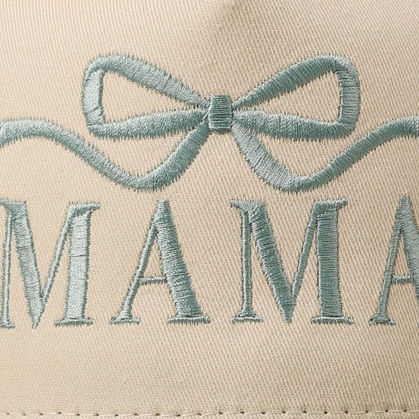 MAMA Ribbon Embroidered Two-Tone Trucker Hat: Black