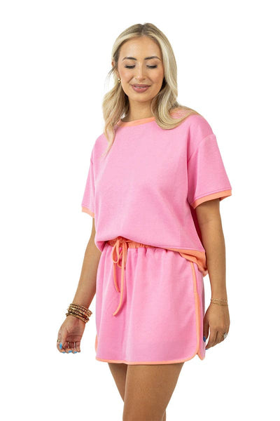 Pink and Orange Skirt and Top Set: