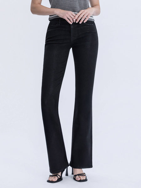 HIGH RISE FULL LENGTH COATED BOOTCUT JEANS F6314BK: Black