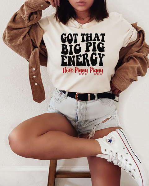 Got That Big Pig Energy Adult Arkansas Tee: Cement Triblend