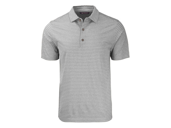 Cutter & Buck Forge Eco Heather Stripe Recycled Mens Polo: College Purple Heather