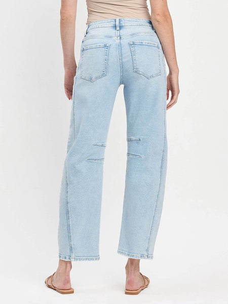 HIGH RISE LIGHT WASH BARREL LEG JEANS F5768LT: NORTHERN LIGHTS