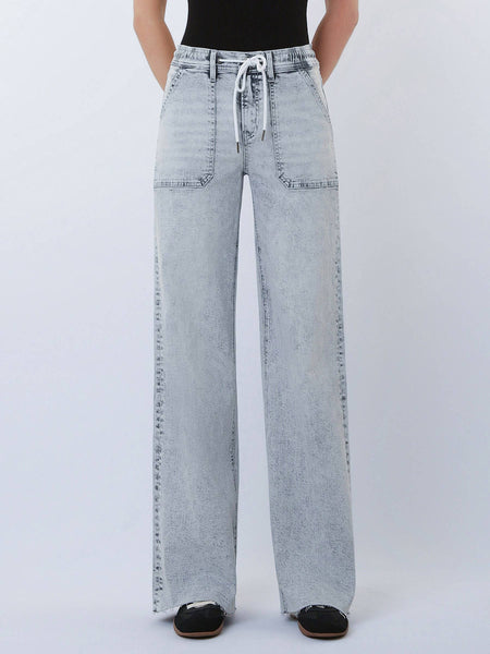 HIGH RISE UTILITY POCKET DRAWSTRING WIDE LEG JEANS F6112: INNOVATION