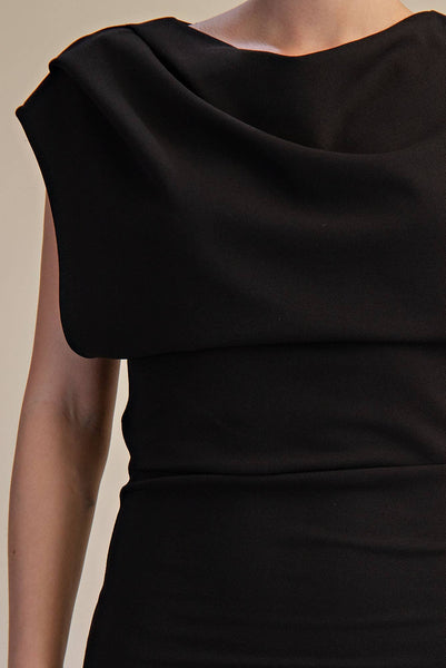 Long Draped Dress: Black