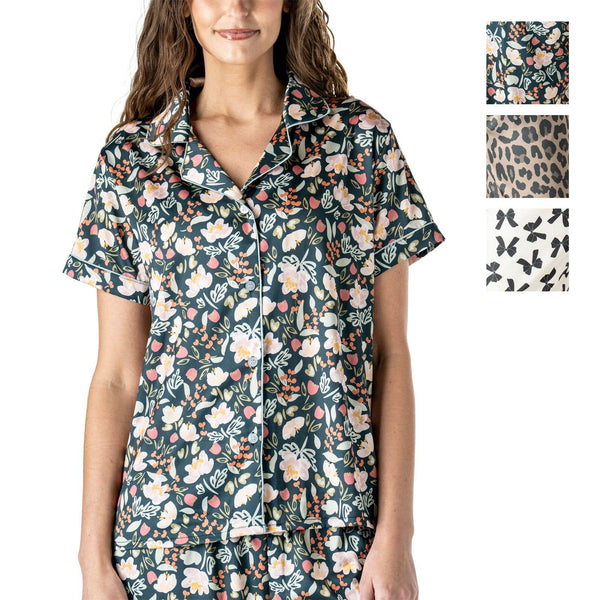 Hello Mello Bow So Lovely Satin Pajama Top Open Stock: Bow So Lovely