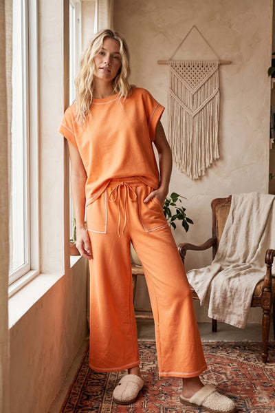 Scuba Contrast Stitch Lounge Set: RED