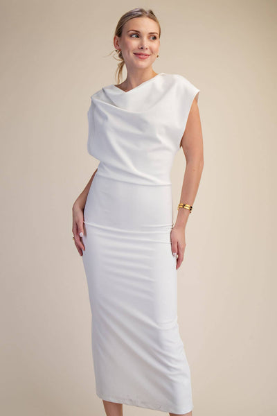 Long Draped Dress: Black