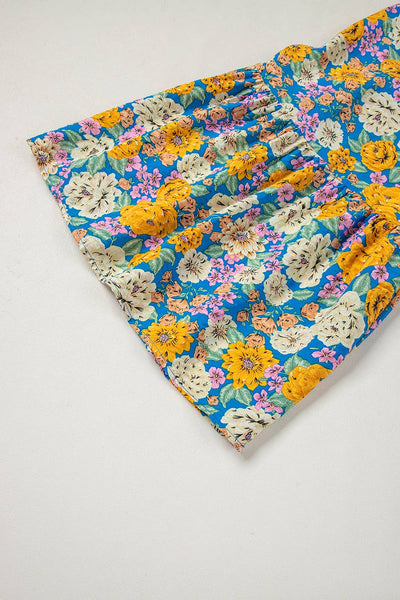 Floral Shirred Cut Out High Waist Jumpsuit: