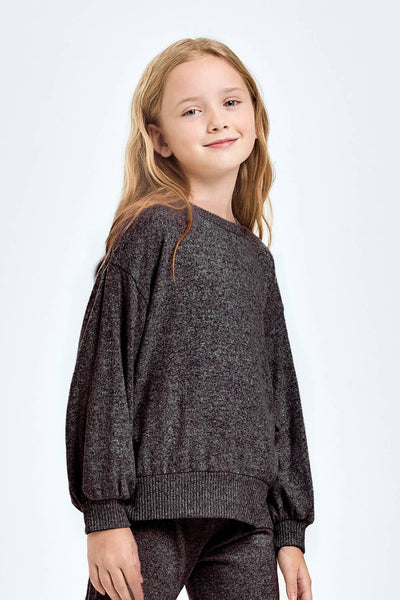 2 Tone Brushed Knit Sweatshirts : Mint Blue