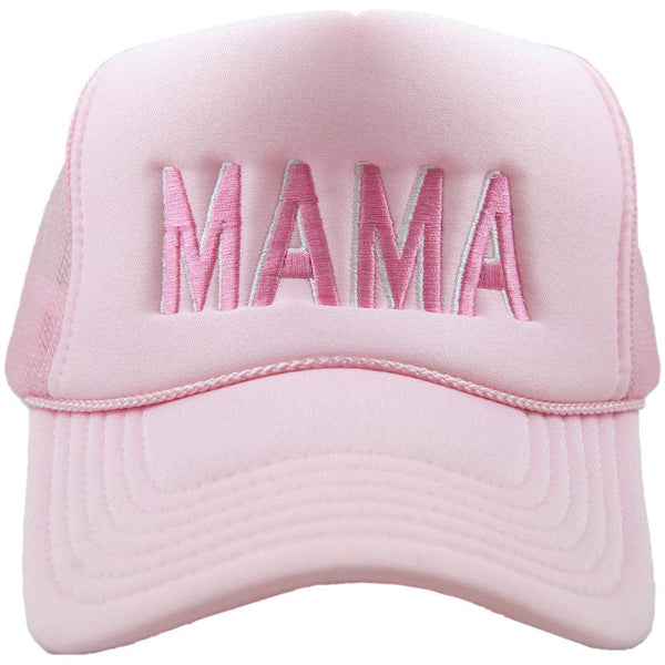 MAMA (Pink and White) Foam Trucker Hat: Light Pink